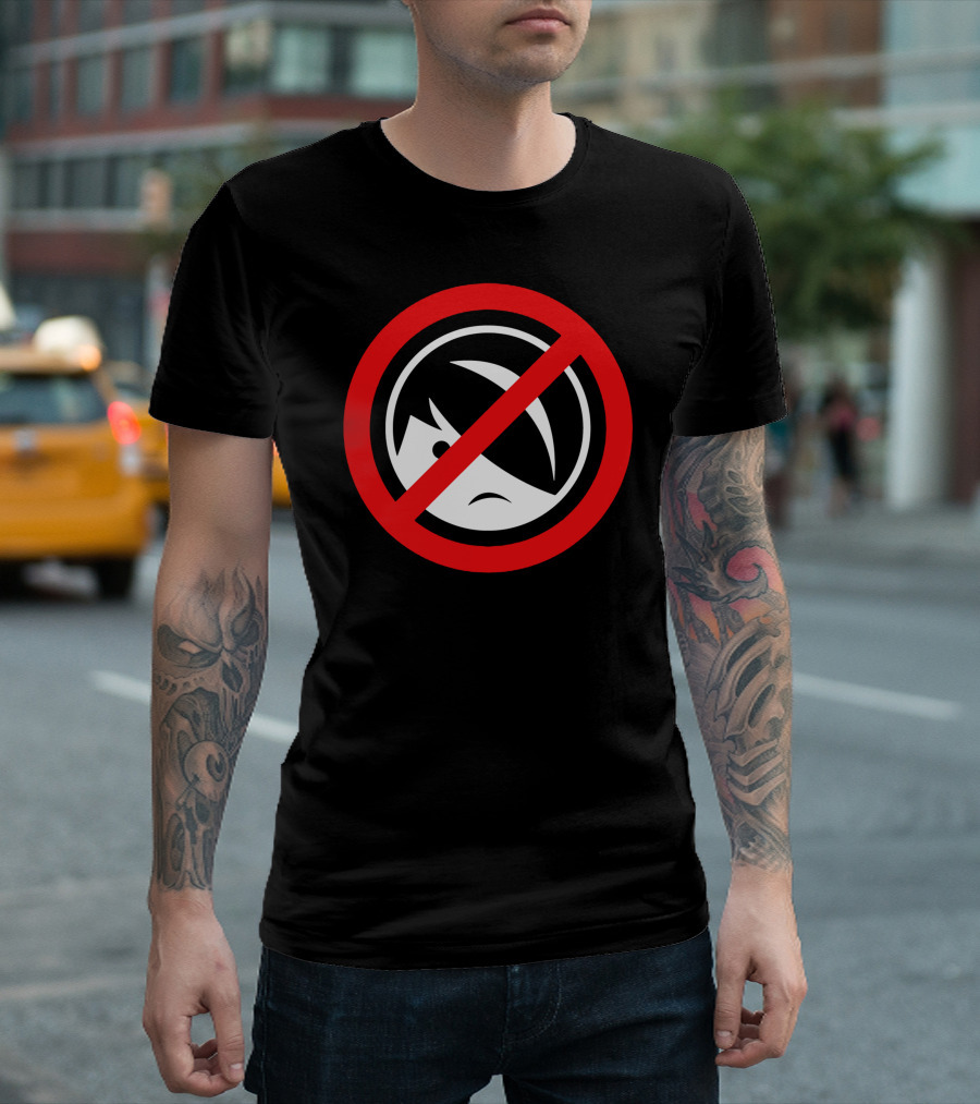 Anti Emo Circle Slash Sad Face Emo Hair T-Shirt