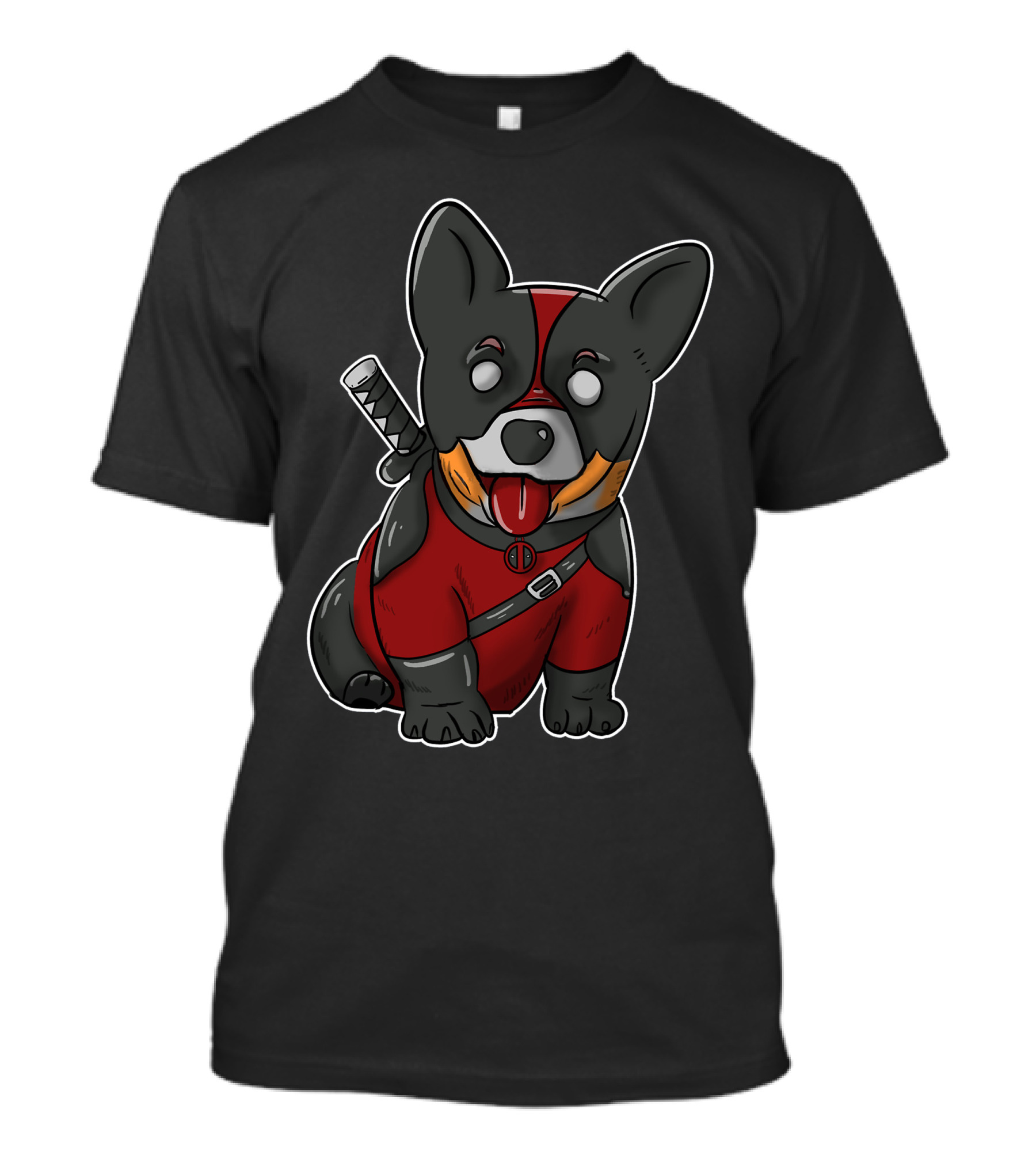 Corgipool Funny Mashup Corgi In Superhero Costume With Sword T-Shirt