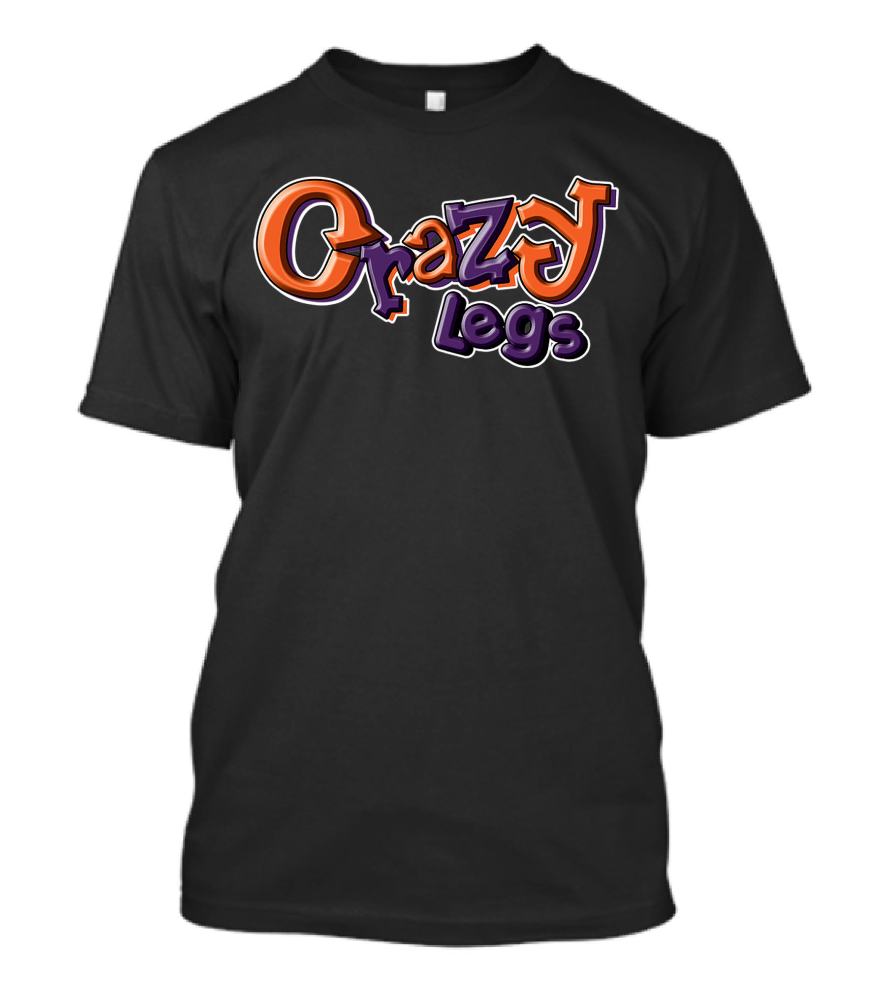 Crazy Legs Vibrant Orange And Purple Text T-Shirt
