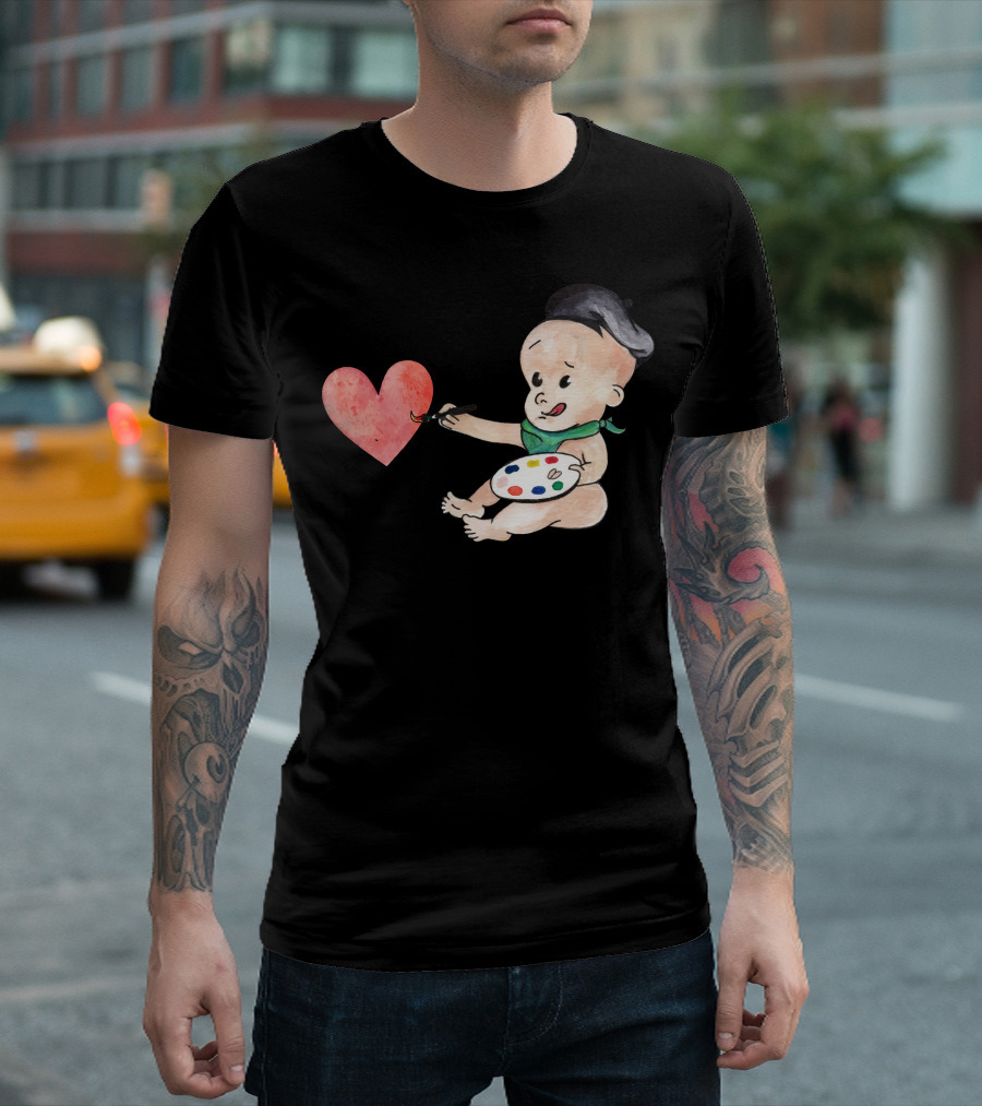 Cute Painter Heart Palette Baby Artist T-Shirt