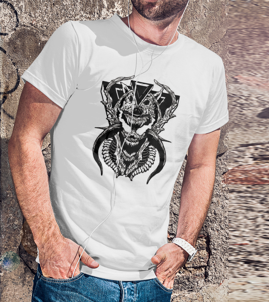 Demon Wolf Antlers And Skull T-Shirt