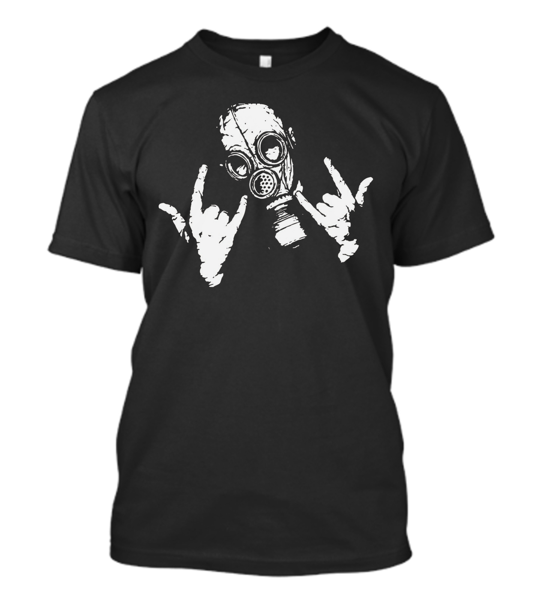 Devil Horns Gas Mask Rock Gesture T-Shirt