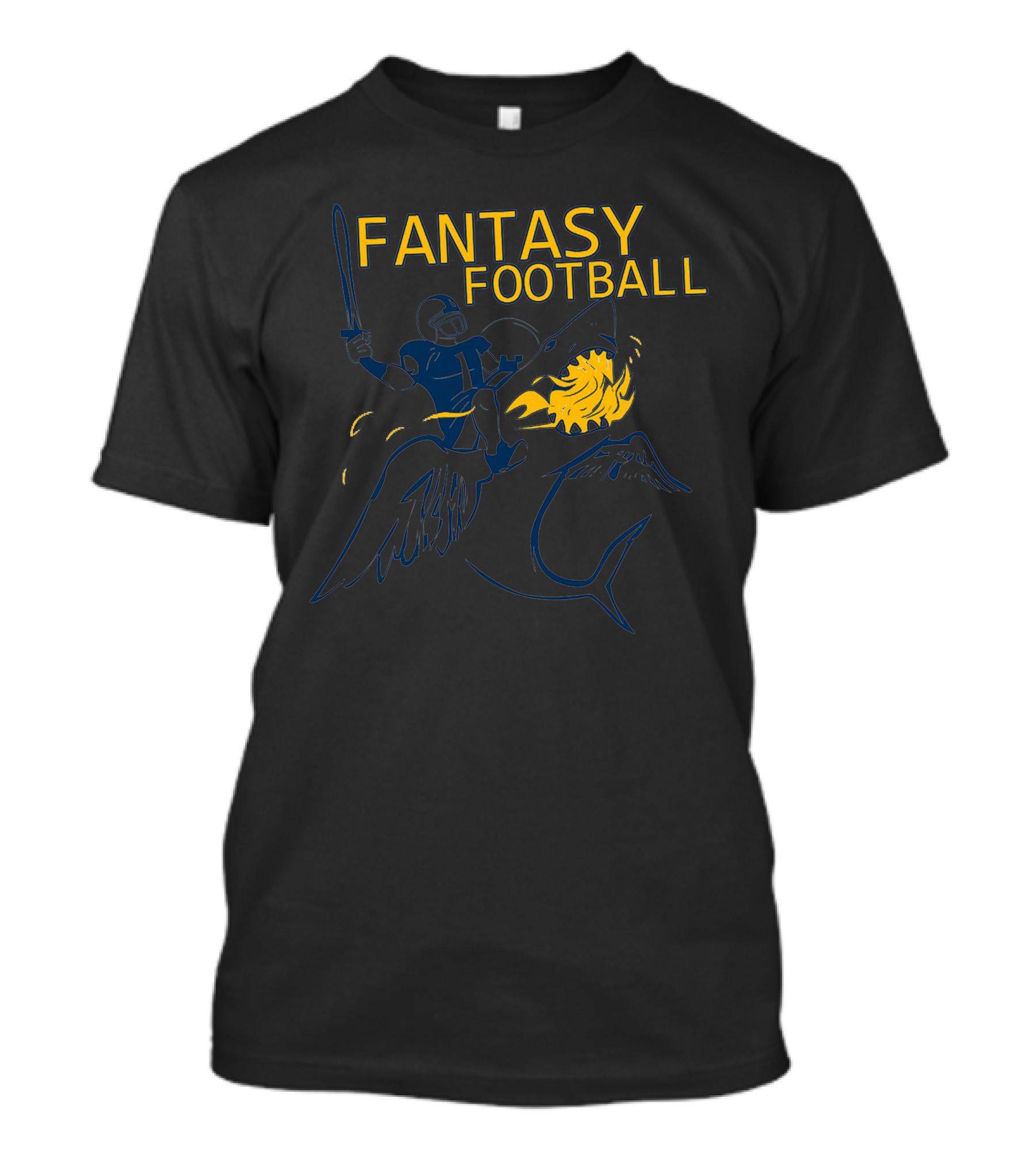 FANTASY FOOTBALL Knight Riding A Fire-Breathing Shark T-Shirt