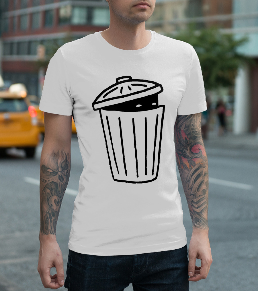 Garbage Ghost Trash Can with Eyes Peeking Out T-Shirt