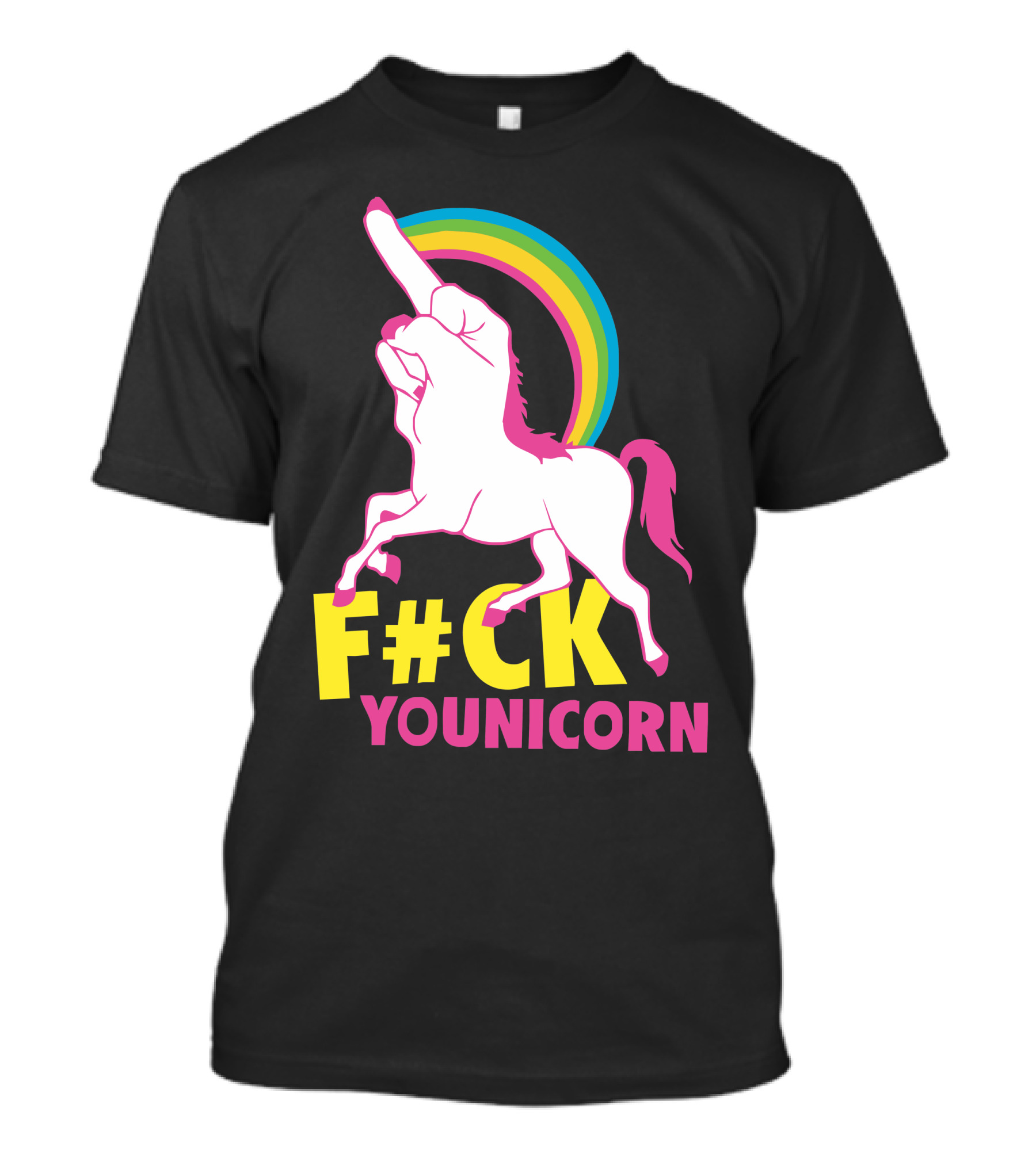 Gay Pride F#ck Younicorn Funny Rude Unicorn Rainbow Gesture T-Shirt
