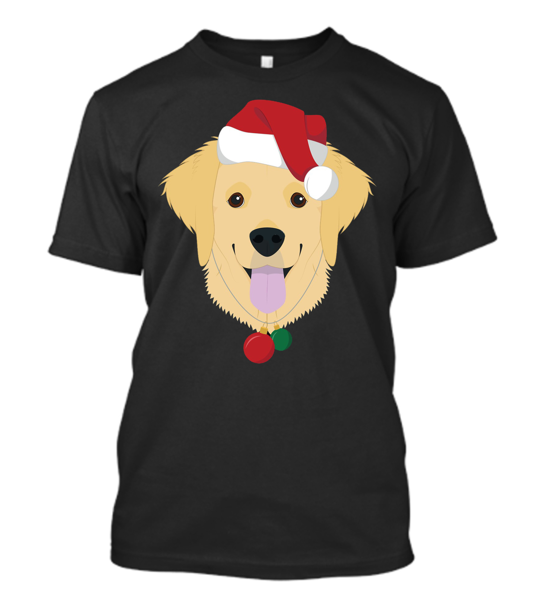 Golden Retriever With Santa Hat And Christmas Ornaments T-Shirt