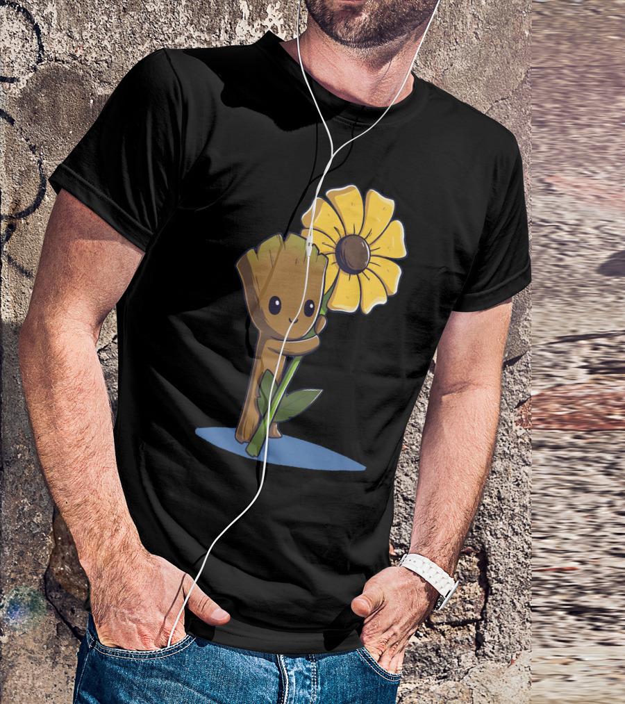 Guardian Groot Green Thumb Flower Hug T-Shirt