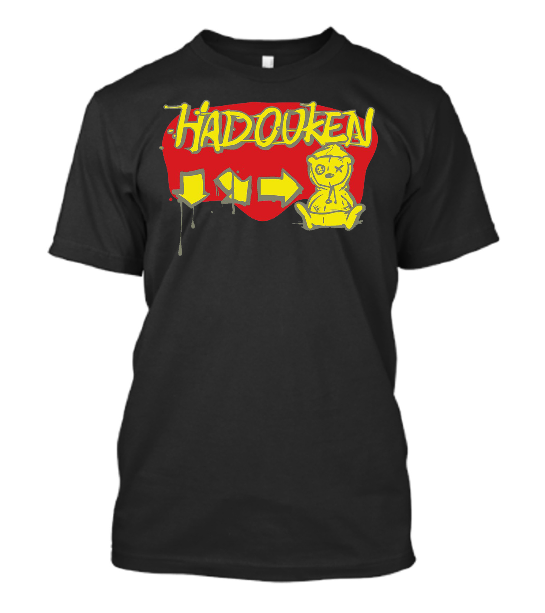 Hadouken Down Right Forward Arrow Combination Retro Yellow Character T-Shirt