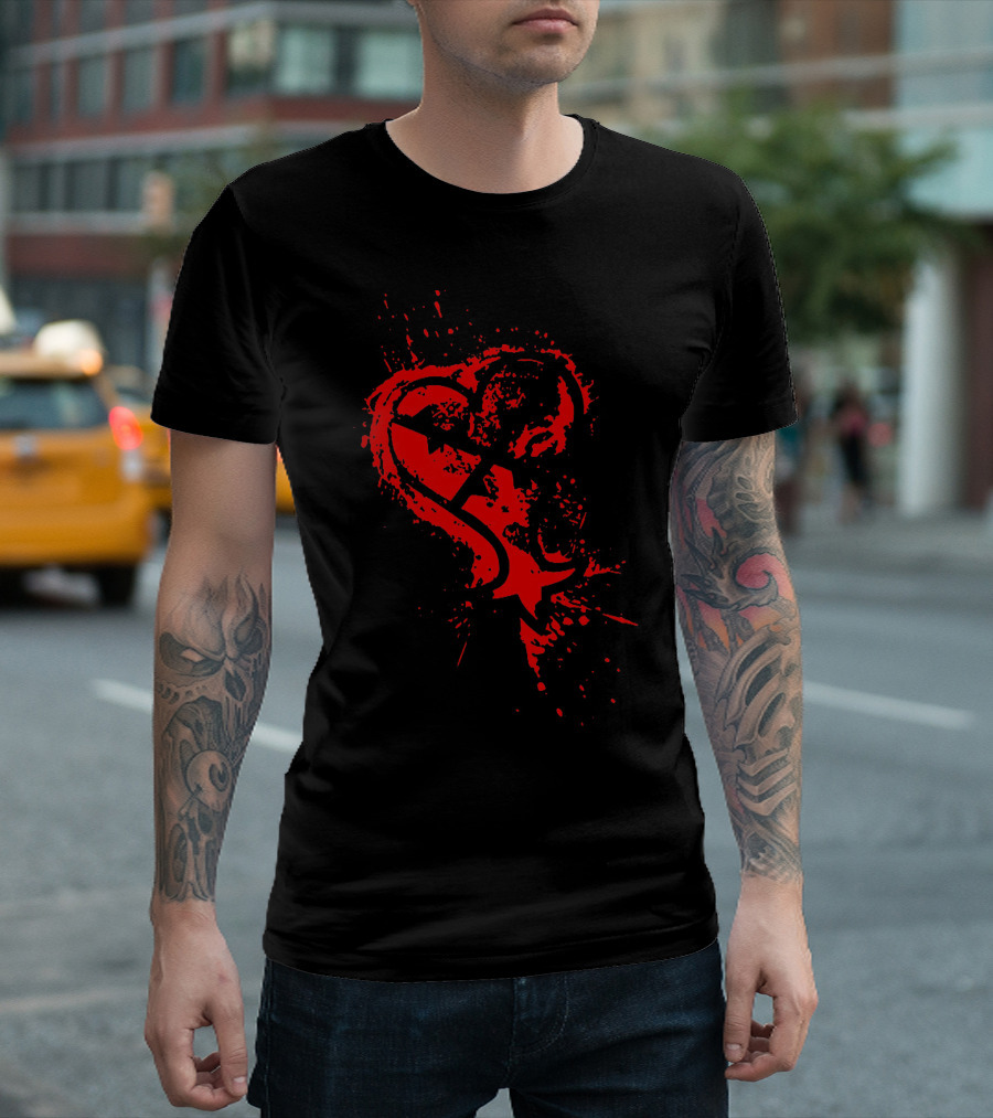 Heartless Splatter Symbol Red Paint Splatters T-Shirt