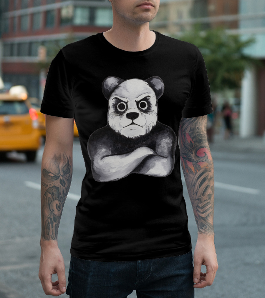 Kung Fu Panda Intense Expression Crossed Arms Ink T-Shirt