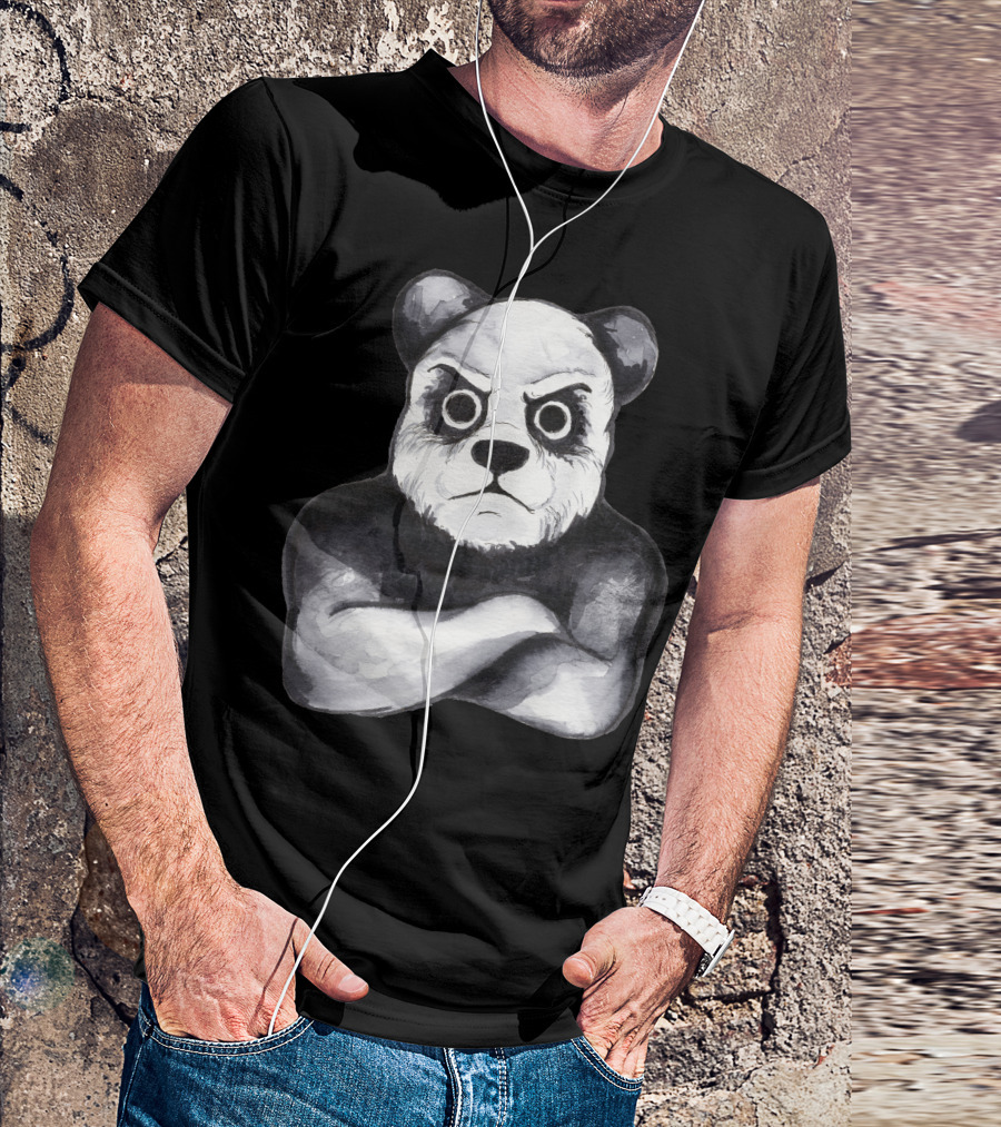 Kung Fu Panda Intense Expression Crossed Arms Ink T-Shirt