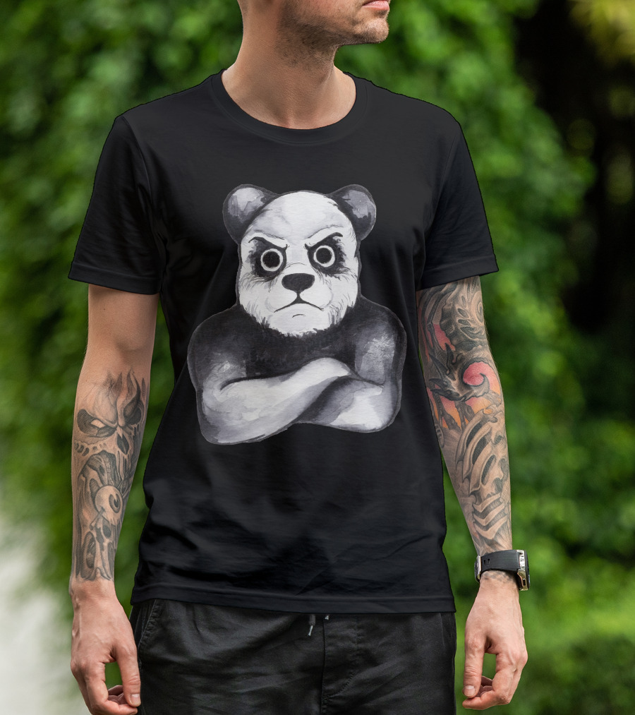Kung Fu Panda Intense Expression Crossed Arms Ink T-Shirt