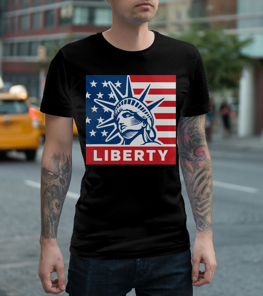 Liberty Statue Stars and Stripes Patriotic Icon Liberty T-Shirt
