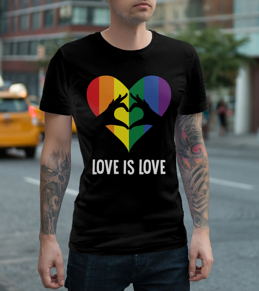 Love Is Love Heart Rainbow Hands T-Shirt