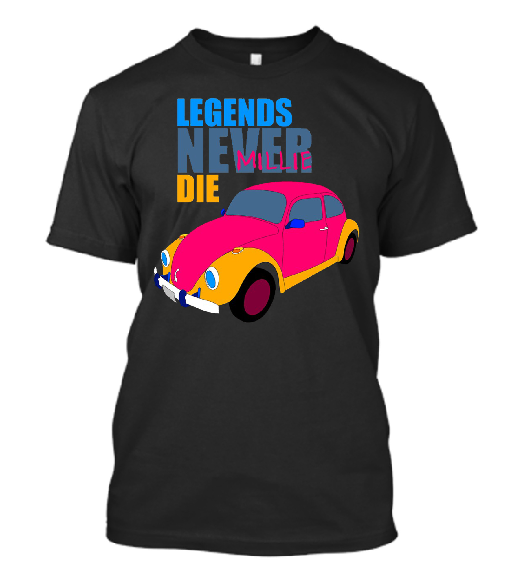 Legends Never Die Millie Beetle Vibrant Car T-Shirt