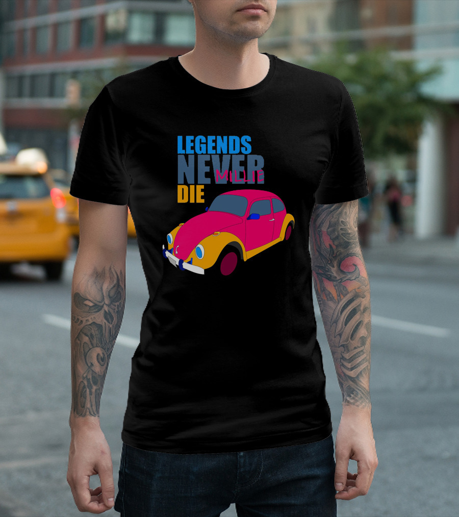 Legends Never Die Millie Beetle Vibrant Car T-Shirt
