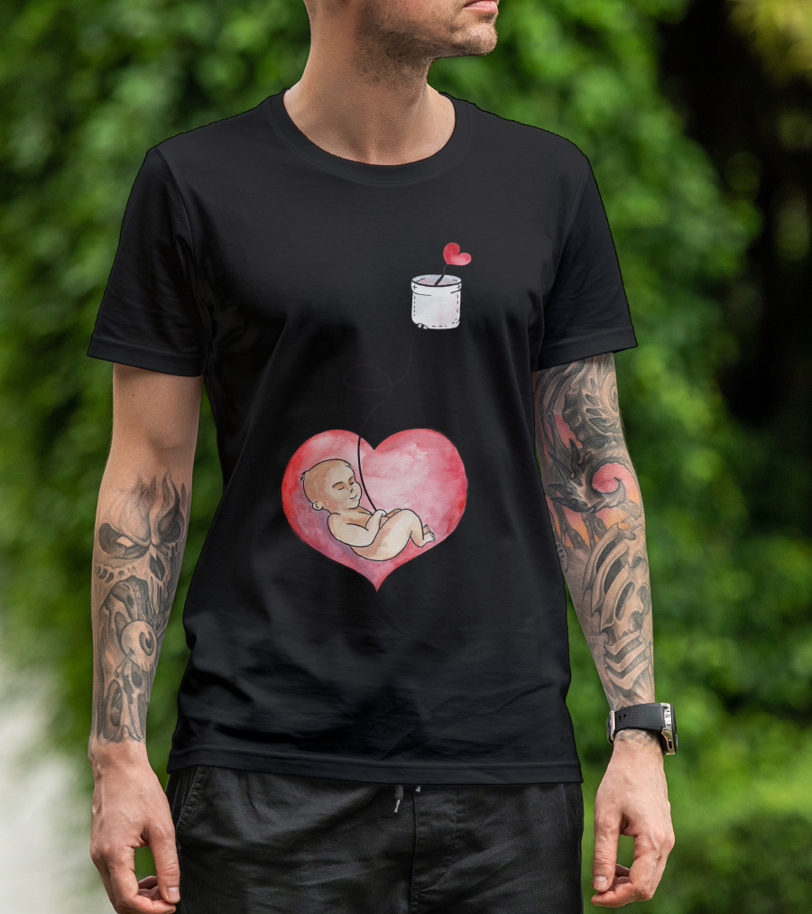 Mom And Baby Connected Through Heart String T-Shirt