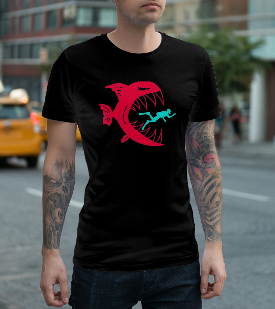 Monster Fish Eats Diver In Deep Sea Adventure T-Shirt