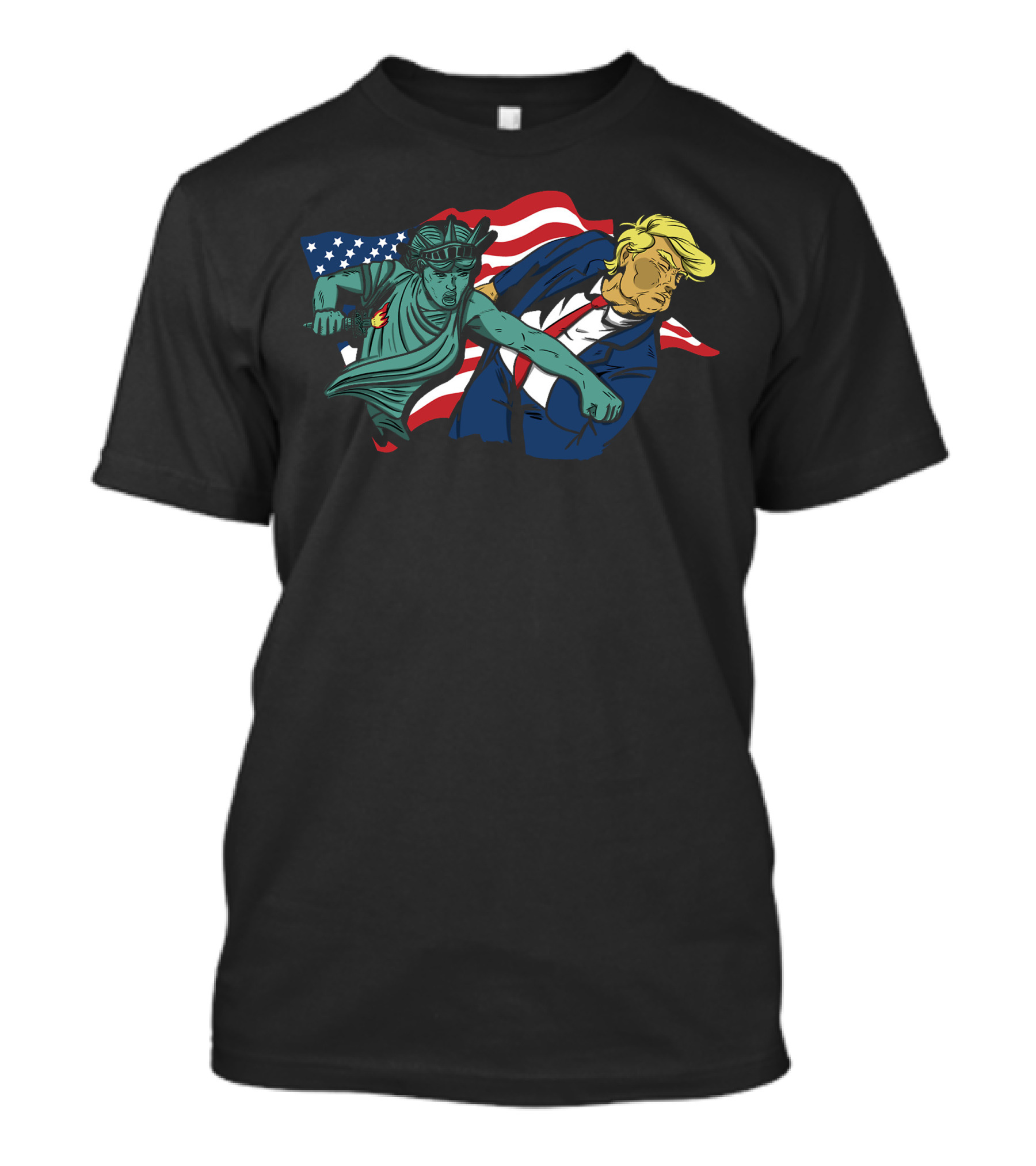 Nasty Woman Vs Trump Statue Of Liberty Punching Trump American Flag T-Shirt