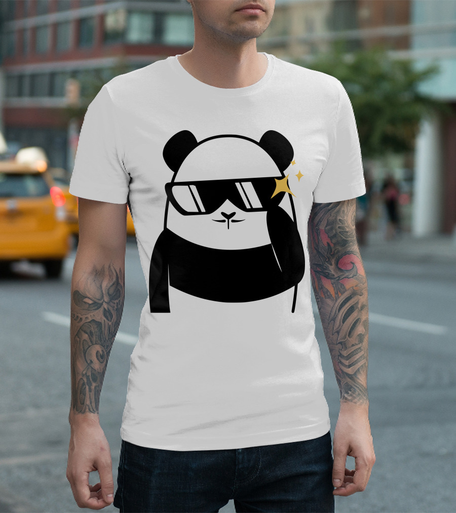 Panda Bear Sunglasses Sparkle T-Shirt
