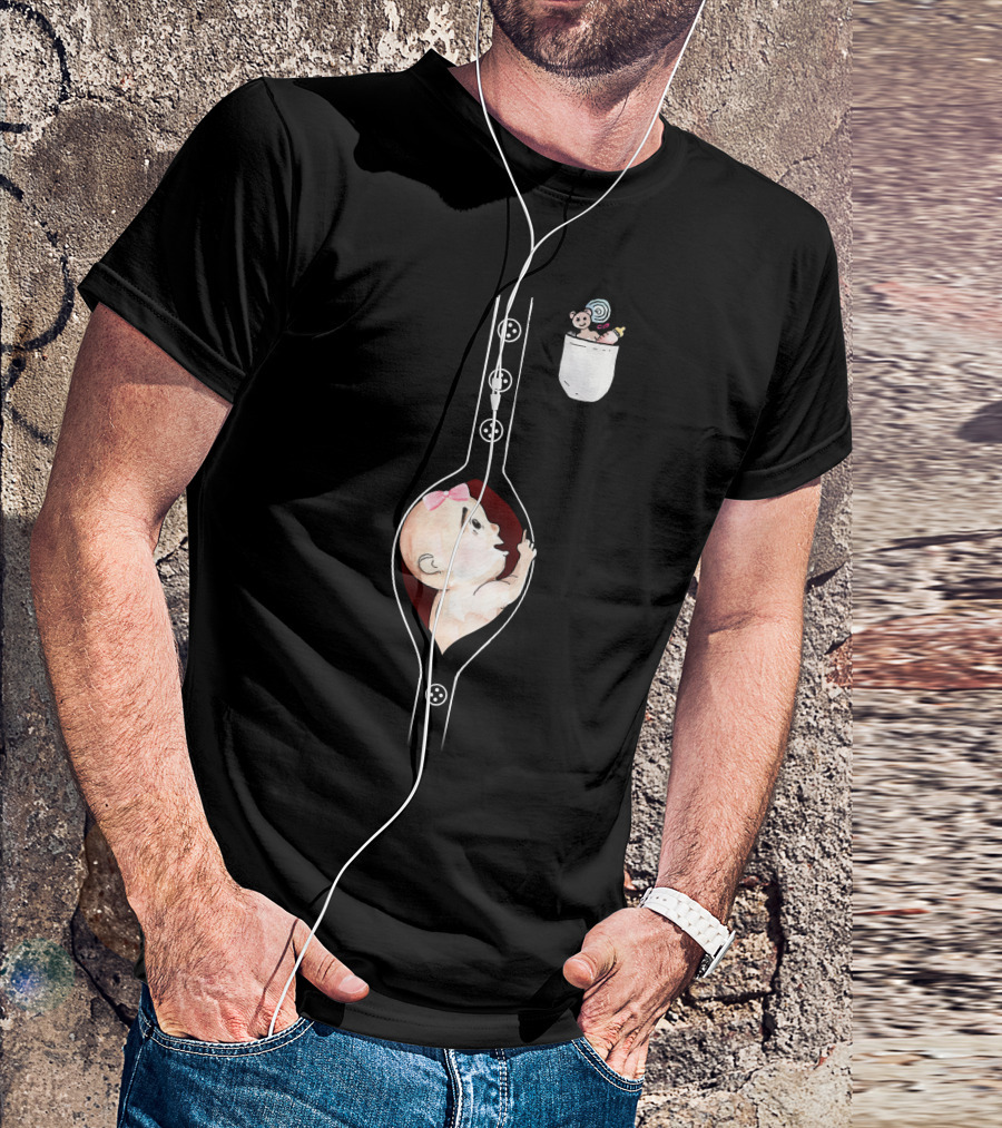 Peek A Boo Baby Girl With Toy Pocket T-Shirt