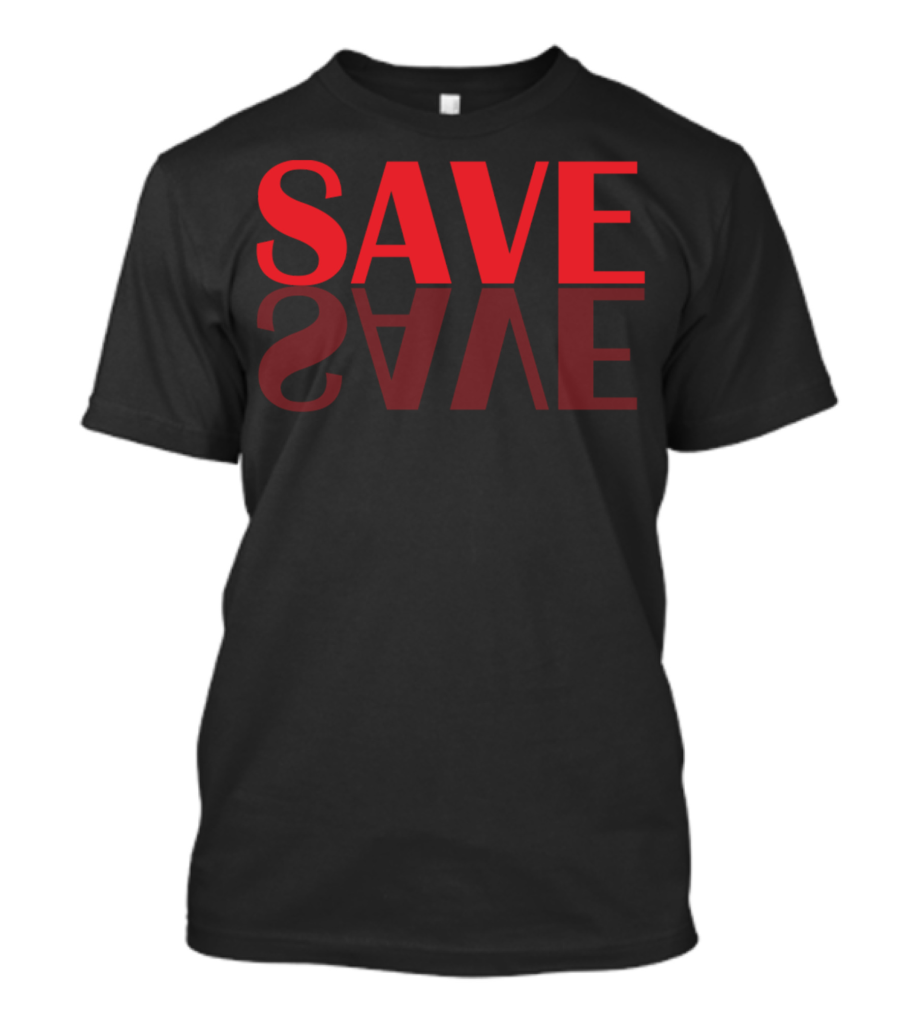 Save Red Reflective Text T-Shirt