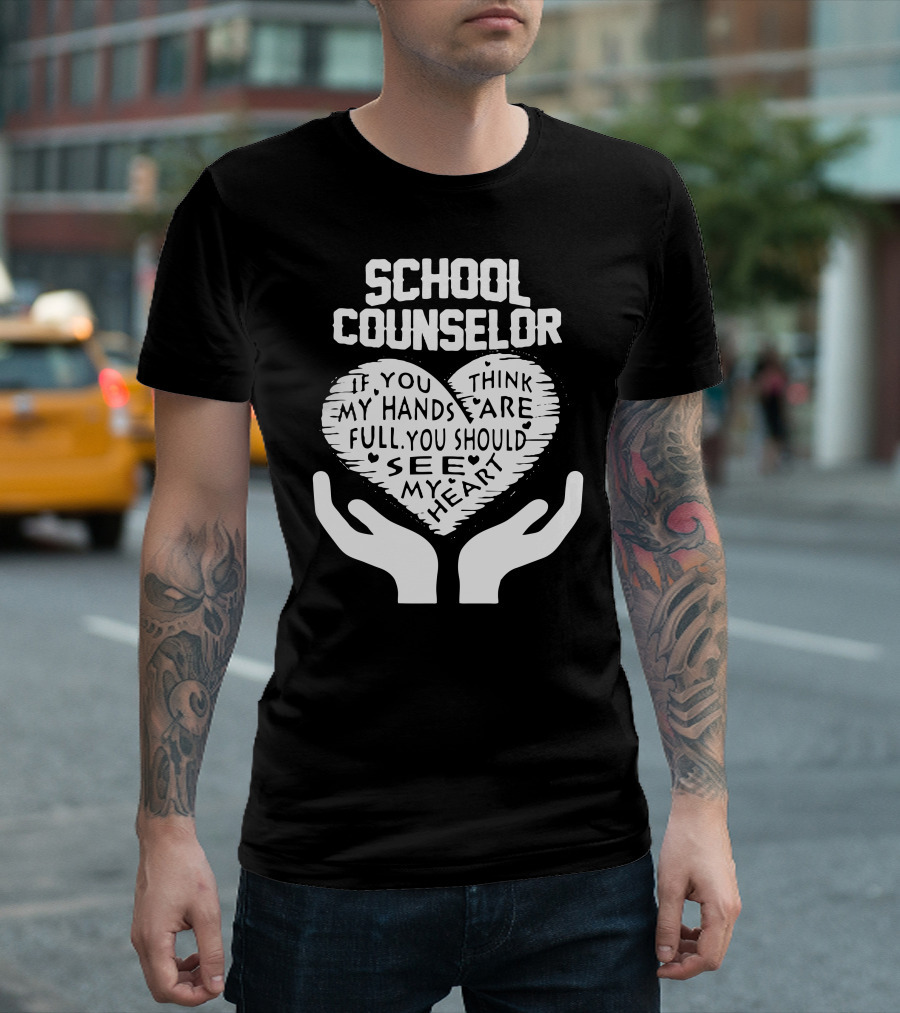School Counselor Heart Full Hands T-Shirt