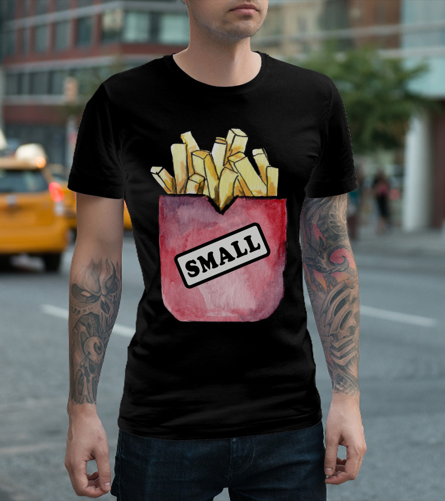 Small Fries French Fry Artwork On Red Container T-Shirt