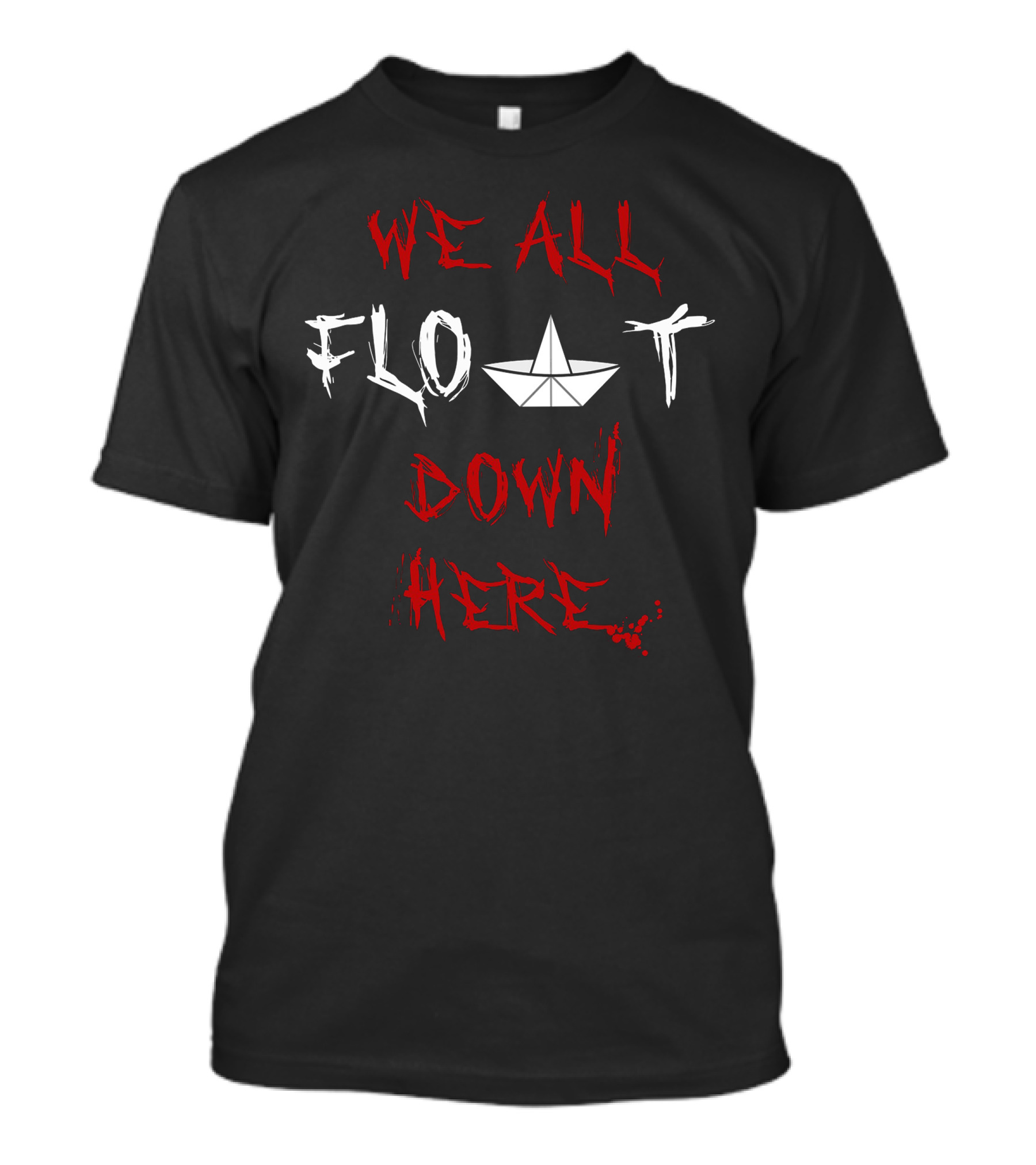 We All Float Down Here Paper Boat Balloon Scene T-Shirt