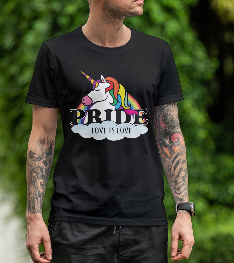 Pride Unicorn Love Is Love Rainbow T-Shirt