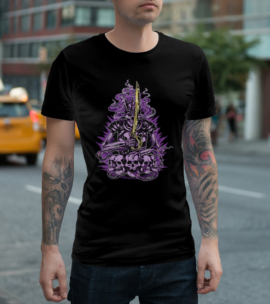URealms Bopen Skeleton Warrior Skull Throne T-Shirt