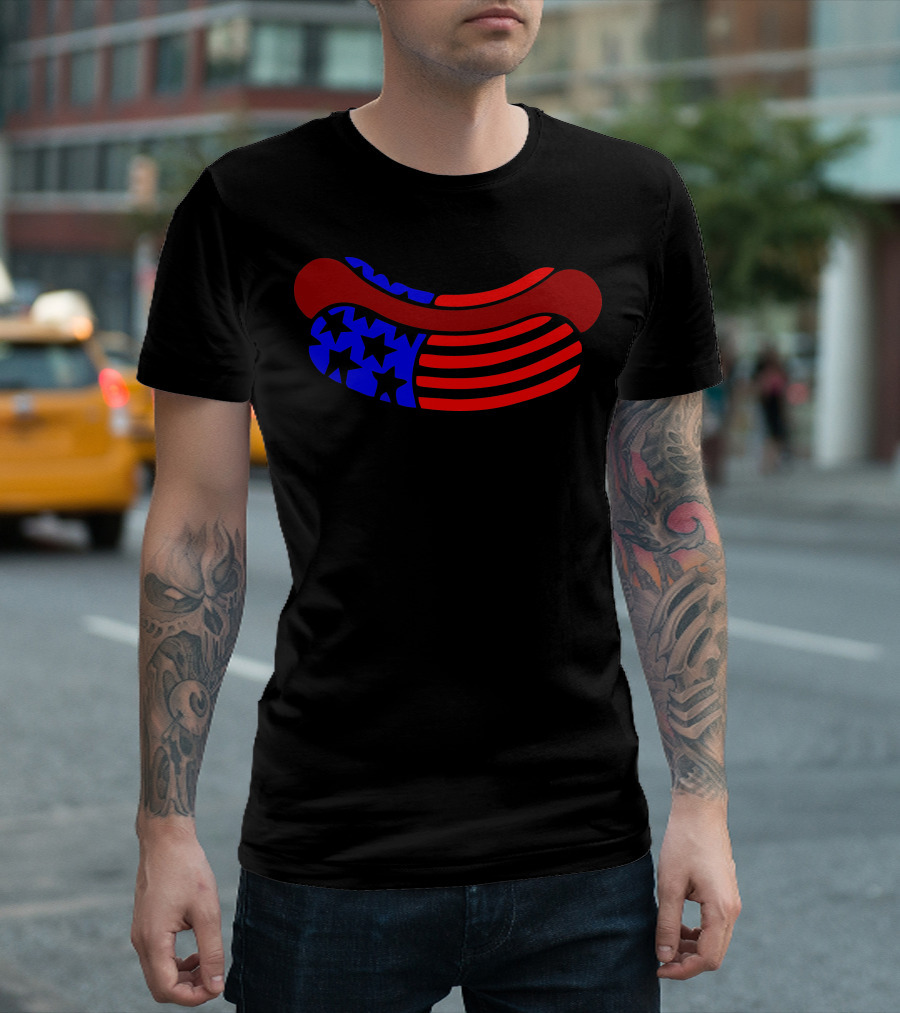 American Flag Hot Dog USA T-Shirt