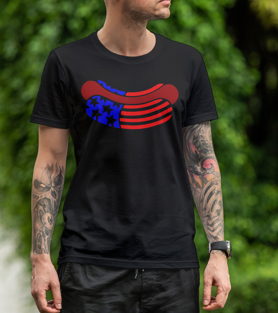 American Flag Hot Dog USA T-Shirt