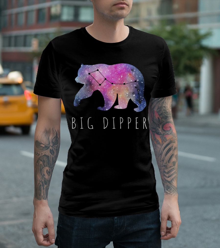 Big Dipper Galaxy Bear Silhouette With Starry Sky Constellation T-Shirt