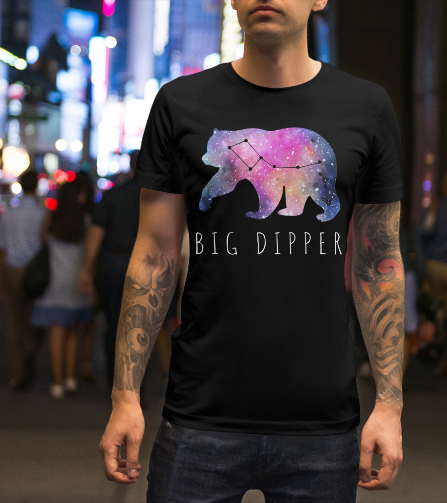 Big Dipper Galaxy Bear Silhouette With Starry Sky Constellation T-Shirt