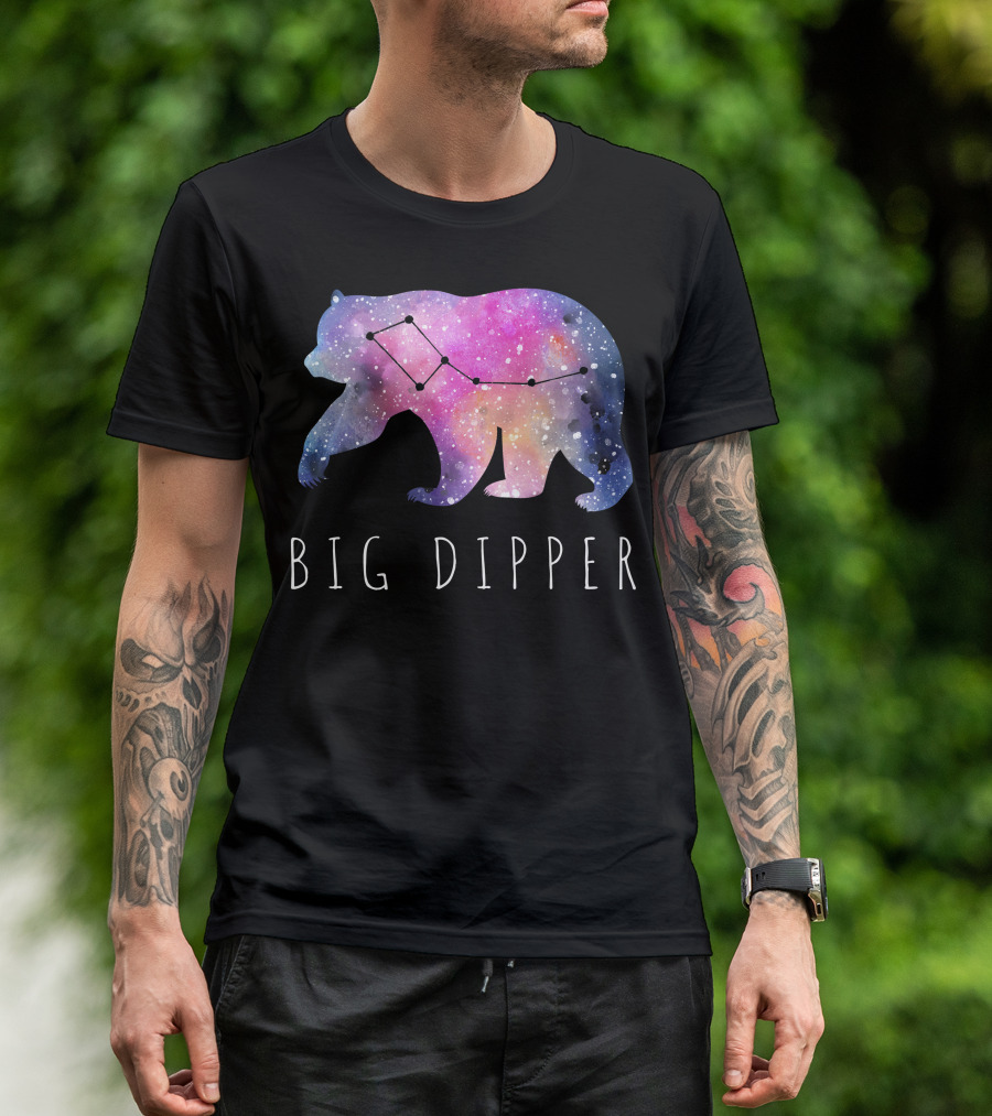 Big Dipper Galaxy Bear Silhouette With Starry Sky Constellation T-Shirt
