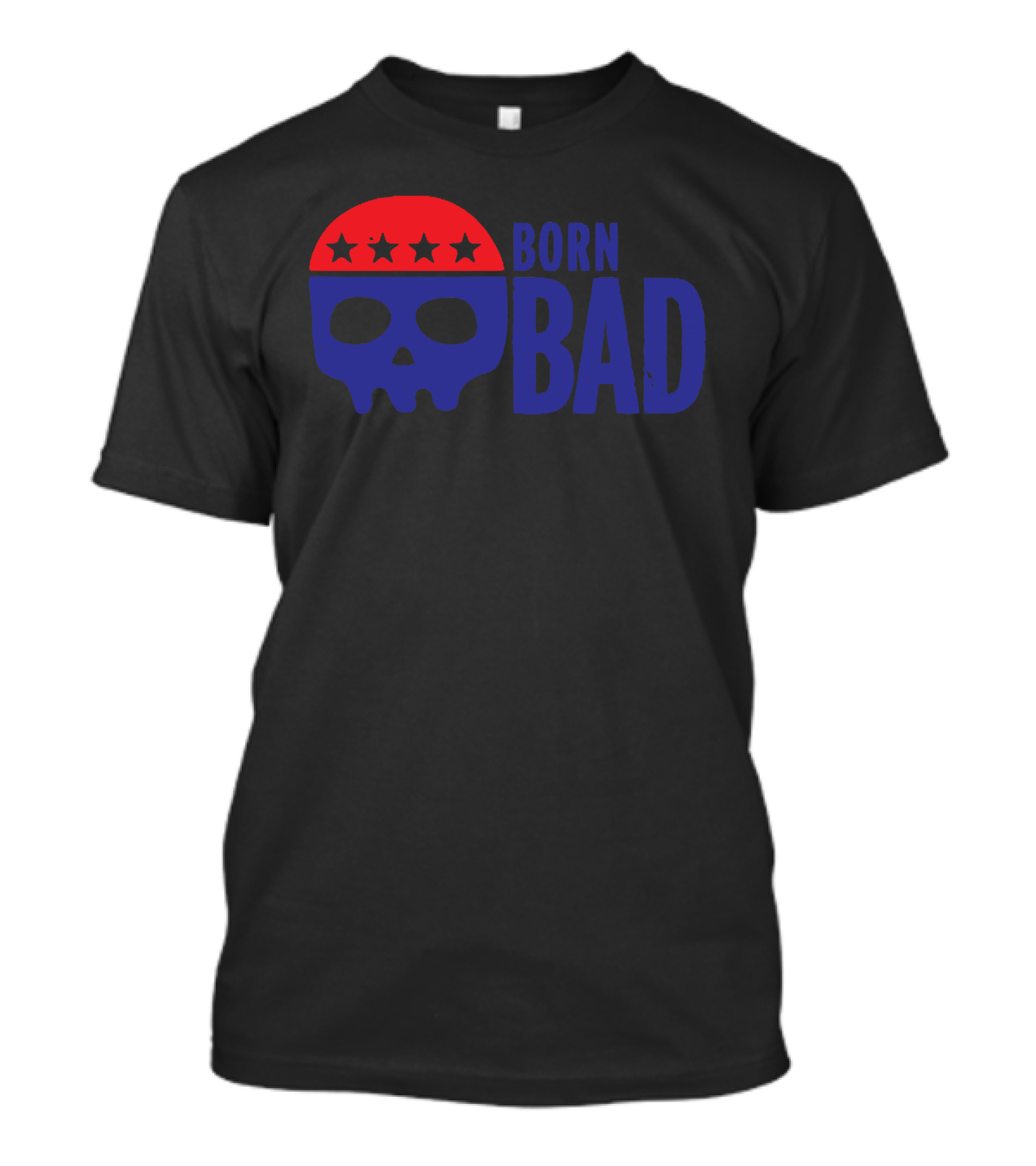 Born Bad Red And Blue Skull Stars T-Shirt