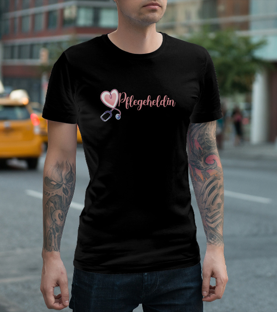 Pflegeheldin Herz Stethoskop T-Shirt