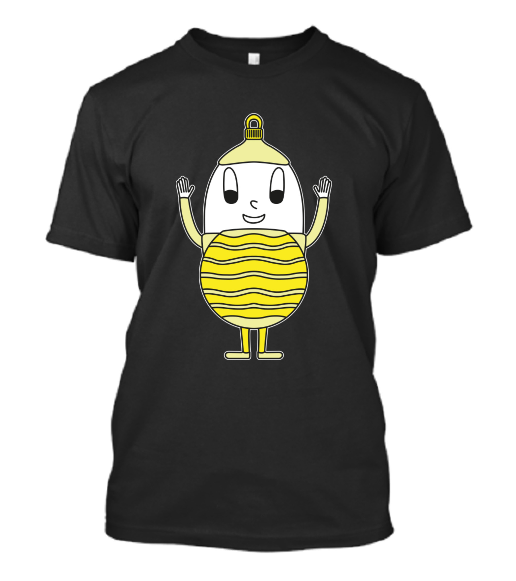 Waving Cartoon Christmas Ornament Egg With Yellow Wavy Stripes T-Shirt