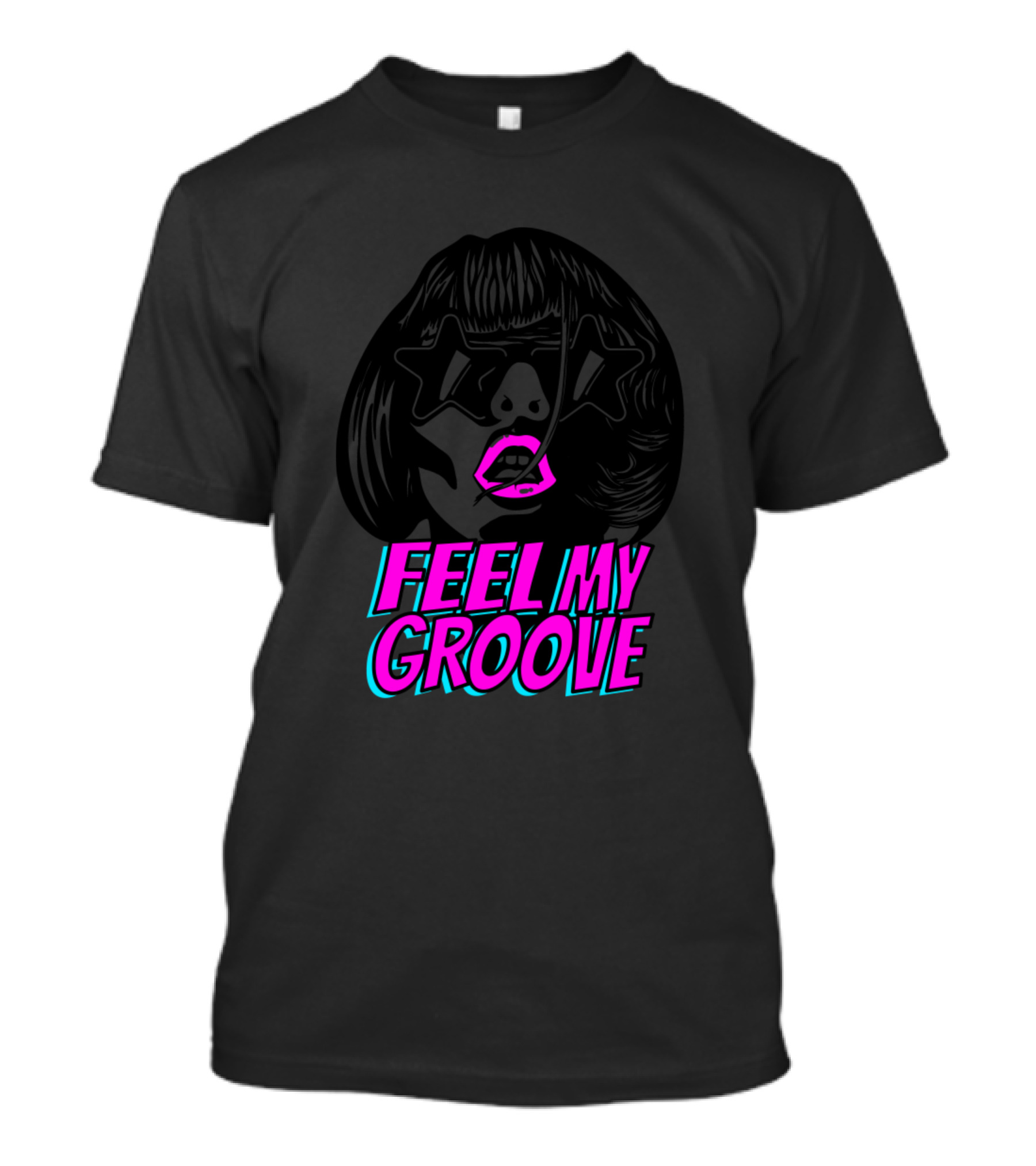 Feel My Groove Star Sunglasses Vibrant Lips Retro Vibe T-Shirt