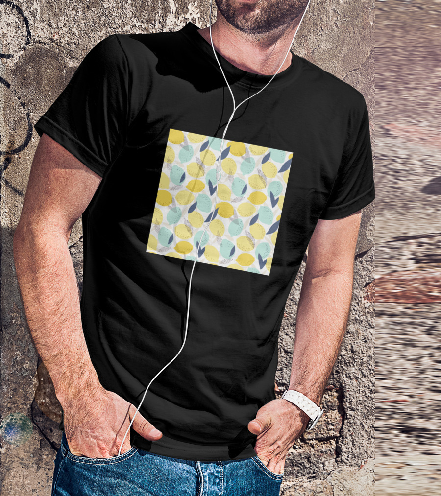 Fresh Lemons Citrus Fruits Yellow Blue T-Shirt