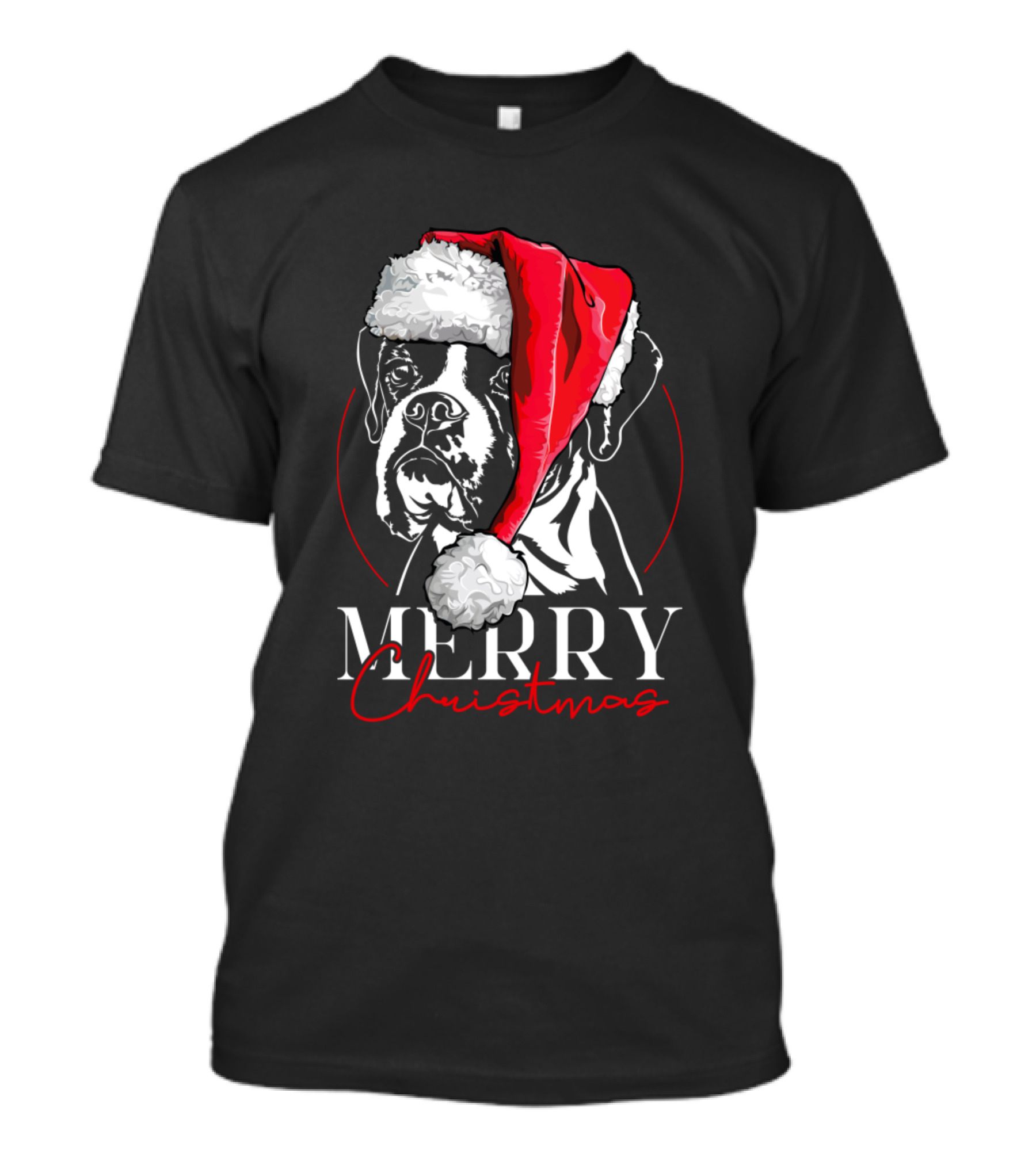 Merry Christmas Boxer Dog Santa Hat T-Shirt