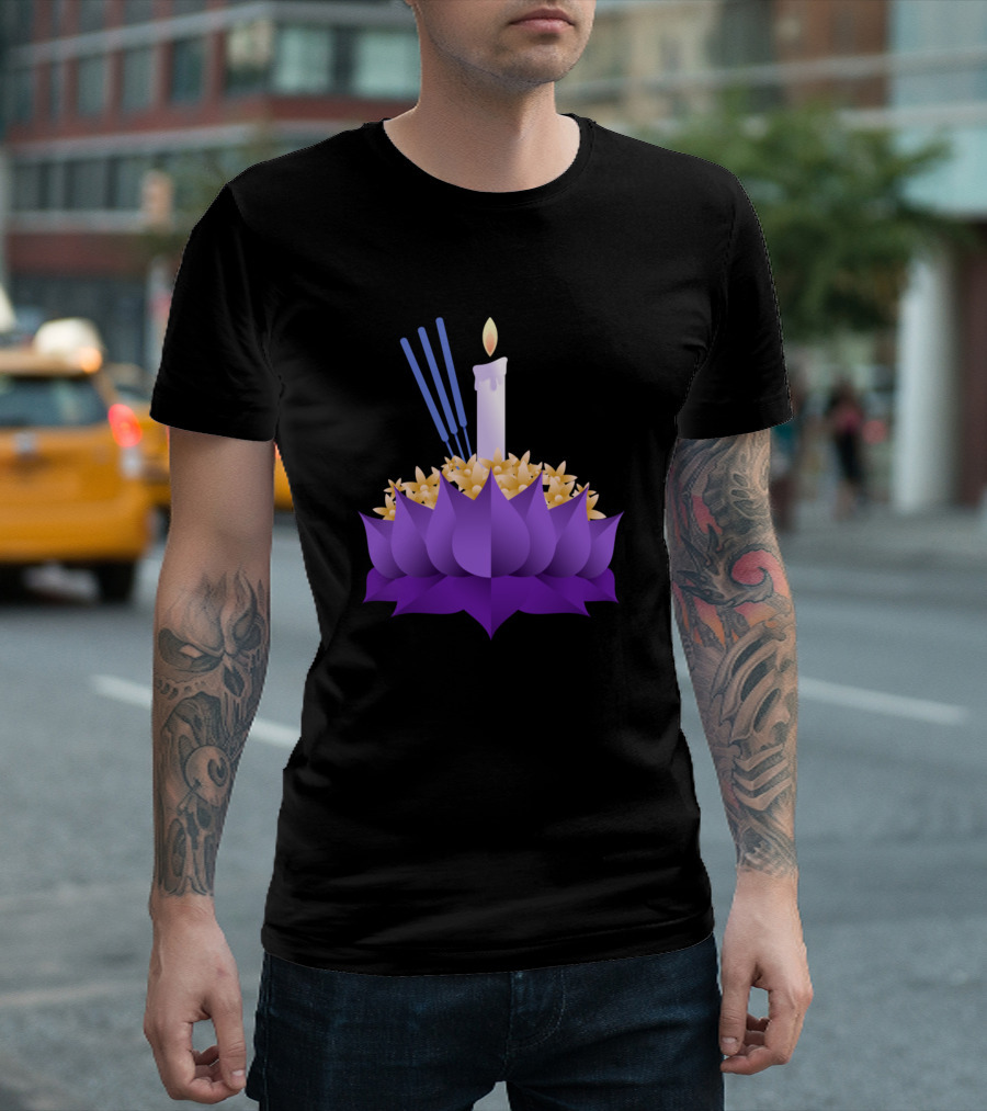 Gradient Purple Lotus Candle Incense Bouquet T-Shirt