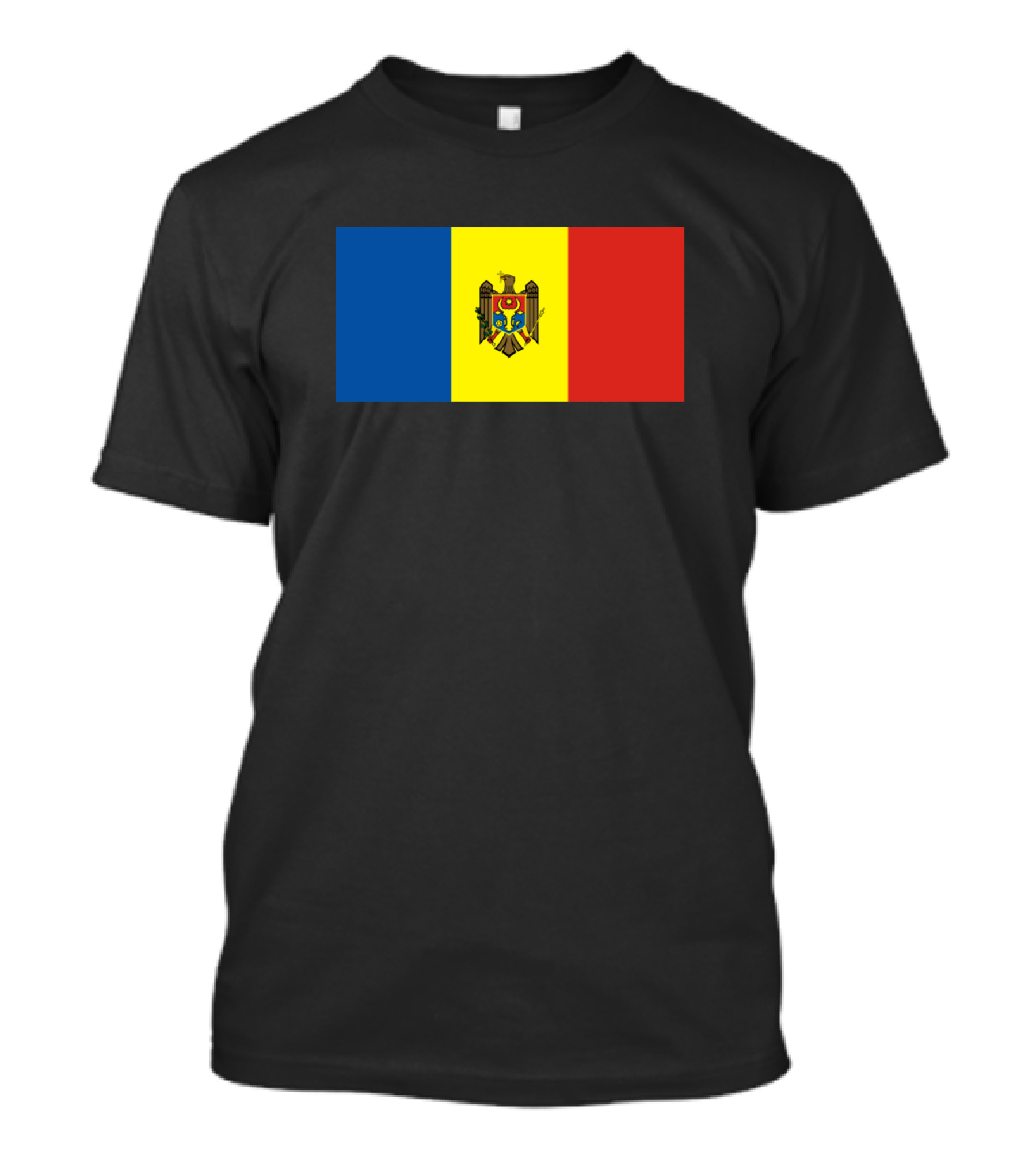 Moldova Flag Emblem Tri-Color Blue Yellow Red T-Shirt