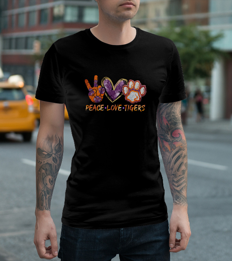 Peace Love Tigers Football Fan T-Shirt