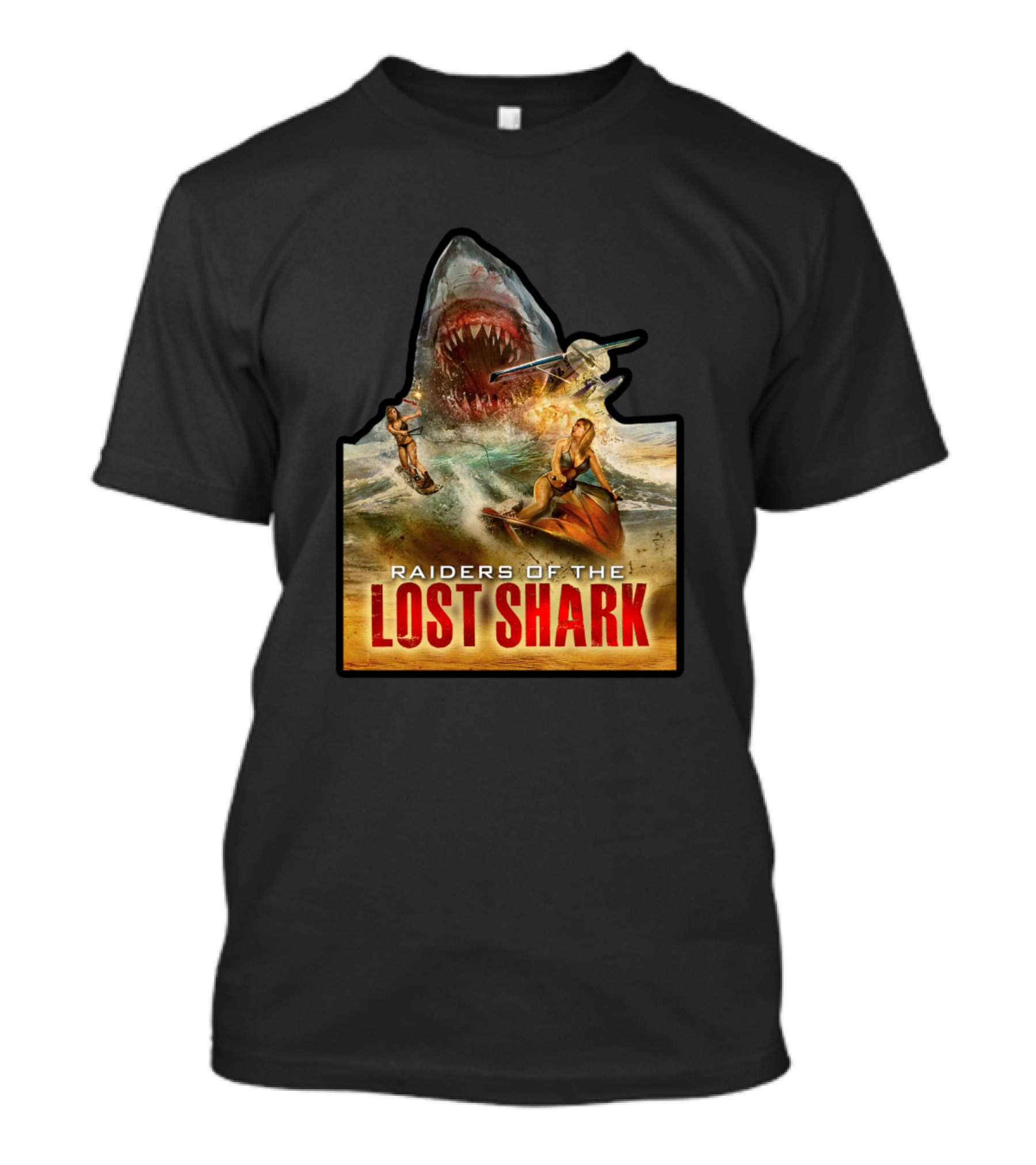 Raiders Of The Lost Shark Battle Scene With Jet Ski And Shark Attack T-Shirt