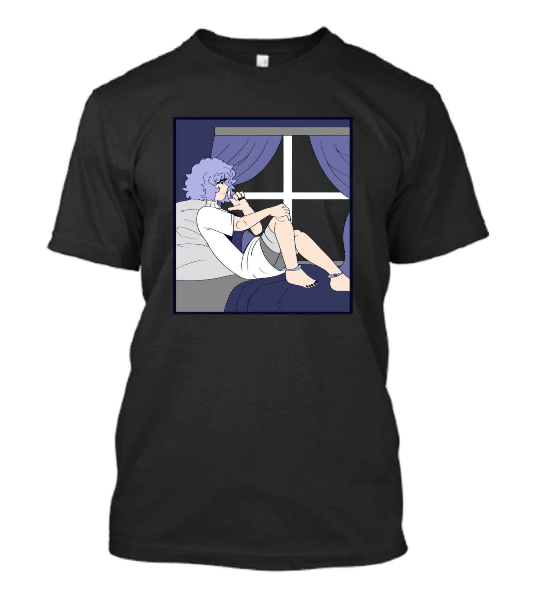Sitting By The Window Dreamy Night Thoughts T-Shirt