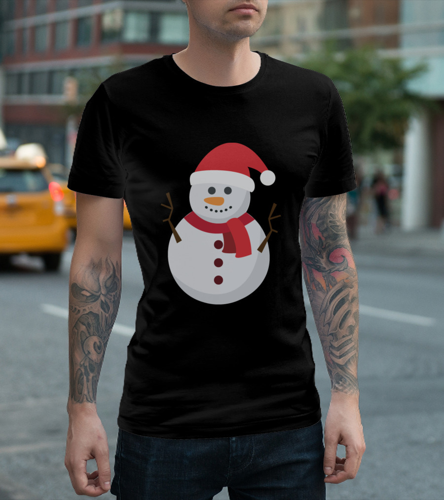 Snowman Santa Hat Winter Holiday T-Shirt