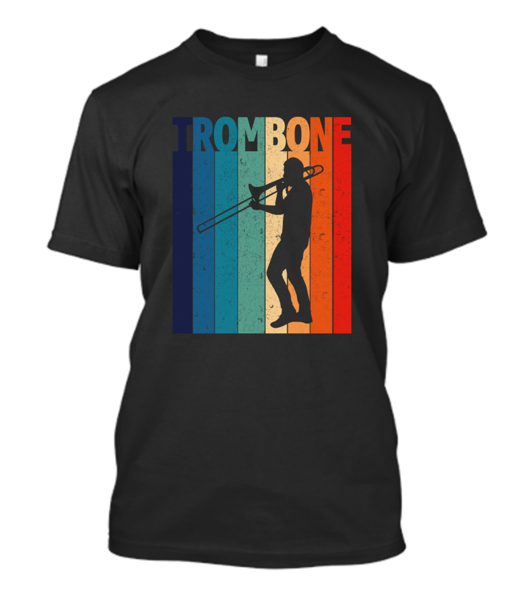 Trombone Retro Silhouette Musician Stripes T-Shirt