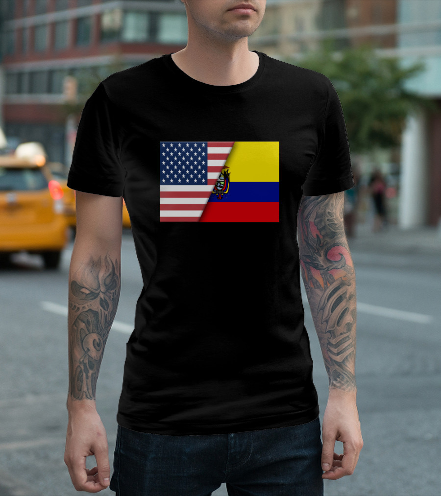 Usa Flag Ecuador Ecuadorian Flag Immigrant Ancestr Heritage Unity Flags T-Shirt